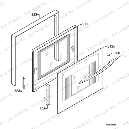 Взрыв-схема плиты (духовки) Firenzi FSS600WH - Схема узла Door 003